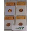 Image 1 : (4X$) SGS CERTIFIED MS-70 LINCOLN CENTS 1991-P TO1994-P. ALL MS 70
