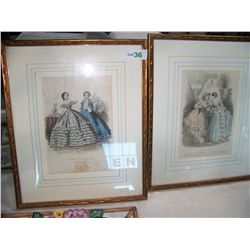 PAIR OF NICELY FRAMED ANTIQUE 1860  HAND COLORED ENGRAVINGS, FROM PARIS, FRANCE