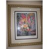 Image 1 : MARC CHAGALL "THE RED BOUQUET" #80/500  FACISIMLE SIGNED LITHOGRAPH, CUSTOM FRAMED W/ C.O.A