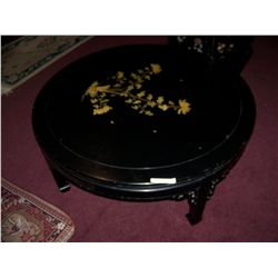 BLACK ROUND ASIAN STYLE TEA TABLE