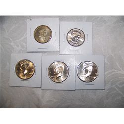 (5) PIECE LOT OF UNITED STATES COINS (3) KENNEDY HALF DOLLARS B.U & (2) SACAGEWA DOLLARS 1999 & 2000