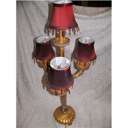 DESIGNER GILT THREE SHADE TABLE LAMP