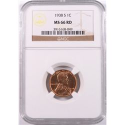 1938-S LINCOLN CENT, NGC MS-66 RED!