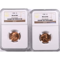 ( 2 ) 1940 LINCOLN CENTS NGC MS-66 RED GEMS!