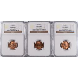 ( 3 ) 1952-S LINCOLN CENTS, NGC MS-66 GEMS!
