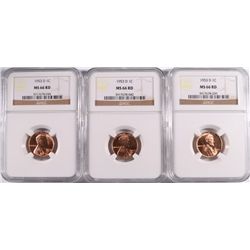 ( 3 ) 1953-D LINCOLN CENTS, NGC MS-66 REDS!
