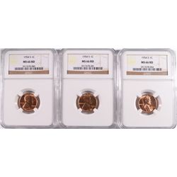 ( 3 ) 1954-S LINCOLN CENTS, NGC MS-66 REDS!