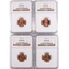 Image 1 : ( 4 ) 1958 LINCOLN CENTS , NGC MS-66 RED  GEMS