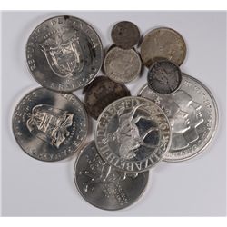 LOT OF  ( 12 ) FOREIGN SILVER COINS: ( 5 ) LARGE & ( 7 )  OLDER COINS 1872-1942