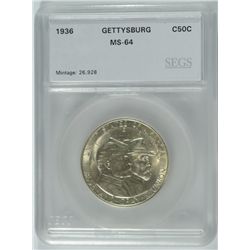 1936 GETTYSBURG COMMEN HALF DOLLAR SEGS MS-64