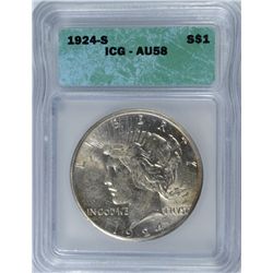 1924-S PEACE DOLLAR ICG AU58