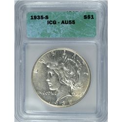 1935-S PEACE DOLLAR ICG AU-55
