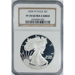 2008-W AMERICAN SILVER EAGLE NGC PF 70 ULTRA CAMEO