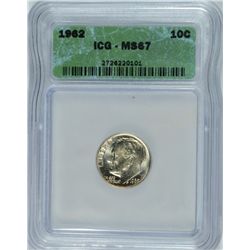 1962 ROOSEVELT DIME ICG MS67