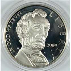 2009 ABRAHAM LINCOLN PROOF SILVER DOLLAR / IN ORIGINAL BOX / CERT