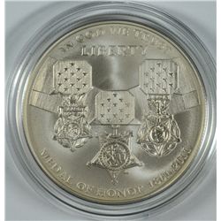 2011 MEDAL of HONOR SILVER DOLLAR BU, IN ORIGINAL BOX / CERT