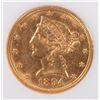 Image 2 : 1894-O $5.00 LIBERTY HEAD GOLD, PCI  MS-62  RARE!