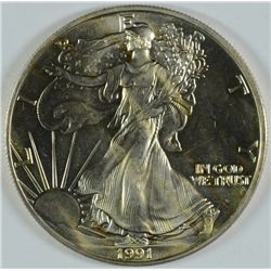 1991 AMERICAN SILVER EAGLE,  UNC.