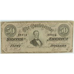 1864 $50 CONFEDERATE STATES OF AMERICA