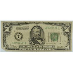 1928 $50 FEDERAL RESERVE NOTE (REDEEMABLE IN GOLD)