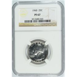 1960 WASHINGTON QUARTER, NGC PROOF-67