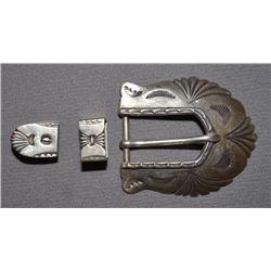NAVAJO SILVER BUCKLE SET