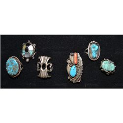 SIX NAVAJO SILVER RINGS