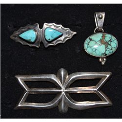 THREE NAVAJO SILVER JEWELRY ITEMS