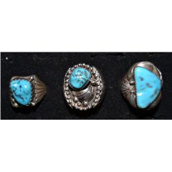 THREE SILVER NAVAJO RINGS