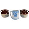 Image 1 : Stoneware advertising bean pots & pitcher (3), Crandon Variety Store & Peter Schuck General Merchand