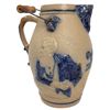 Image 1 : Stoneware pitcher, Bavarian Alpine Beer Pitcher, one side shows native climber leaning on staff, oth