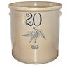 Image 1 : Stoneware crock, Red Wing 20 gal Birchleaf w/RW Union oval, chip near side, o/wise Exc cond, 20"H.