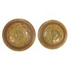 Image 1 : Stoneware lids (2), 2 gal bar petal in VG cond w/3 sm chips on bottom flange & 3 gal bar petal lid, 