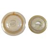 Image 1 : Stoneware lids (2), 2 gal bar petal lid, Exc cond & 5 to 6 gal bar petal lid, chunk removed to hold 
