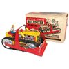 Image 1 : Toy bulldozer w/box, Marx Caterpillar bulldozer, tin windup, both toy & box in Exc cond, 10"L.