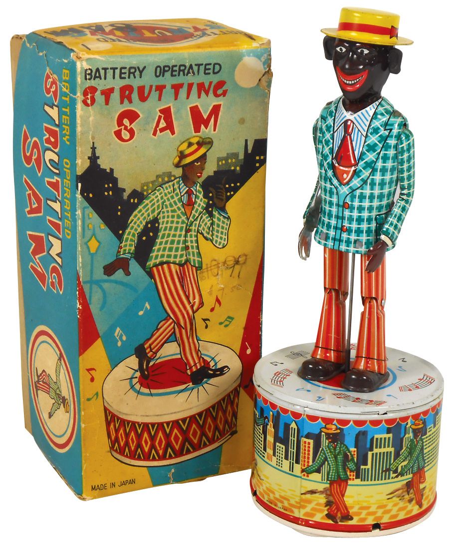 Toy, Black Americana, Strutting Sam, made in Japan, tin battery ...