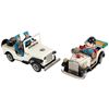 Image 1 : Toy jeeps (2), Taiyo Police No. 5 & TM Made in Japan w/2 officers, one on phone, tin battery-operate