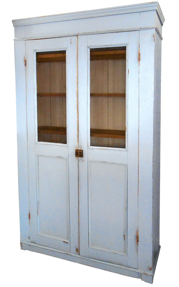 Furniture Cupboard Primitive Painted Pine Robin S Egg Blue W Screened Doors Cream Interior W 6 S