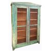Image 1 : Furniture, primitive pine cupboard w/square nails & orig green paint, screened front, some loss on s