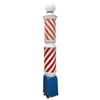 Image 1 : Barber pole, porcelain w/blue base, VG cond w/some minor scrapes in paint, 82"H w/out globe.