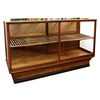 Image 1 : Cigar display case, oak humidor w/plate glass top, slatted shelf, elevated base, mirrored top doors,