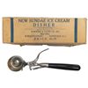 Image 1 : Ice cream scoop w/box, box marked New Sundae Ice Cream Disher, disc shaped bowl, size 20, scoop VG c