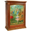 Image 1 : Country store Diamond Dye cabinet, "Governess" embossed tin litho front panel by Wells & Richardson 