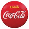 Image 1 : Coca-Cola button sign, porcelain, c.1950's, "Drink Coca-Cola" version, Good+ cond w/porcelain loss &