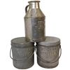 Image 1 : Milk or Ice Cream pails & can w/handle (3), Gibbs DeLuxe I.C. Co.-Genoa City, Wis. & Dutch Maid-Keno