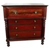 Image 1 : Furniture, high chest of drwrs, mahogany & veneers, c.1850, turned & twisted front columns w/Corinth