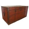 Image 1 : Furniture, immigrant trunk, pine w/orig dark red paint, has slight 1" taper to sides, c.1880, VG ori