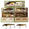 Image 1 : Fishing lures (7), Pikie Minnow w/box (box flap taped), Baby Jointed Pikie w/box, lg Jointed Pikie w