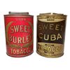 Image 1 : Tobacco tins (2), Sweet Cuba & Sweet Burley, both w/hinged lids, both in VG/Exc cond & 11.5"H.