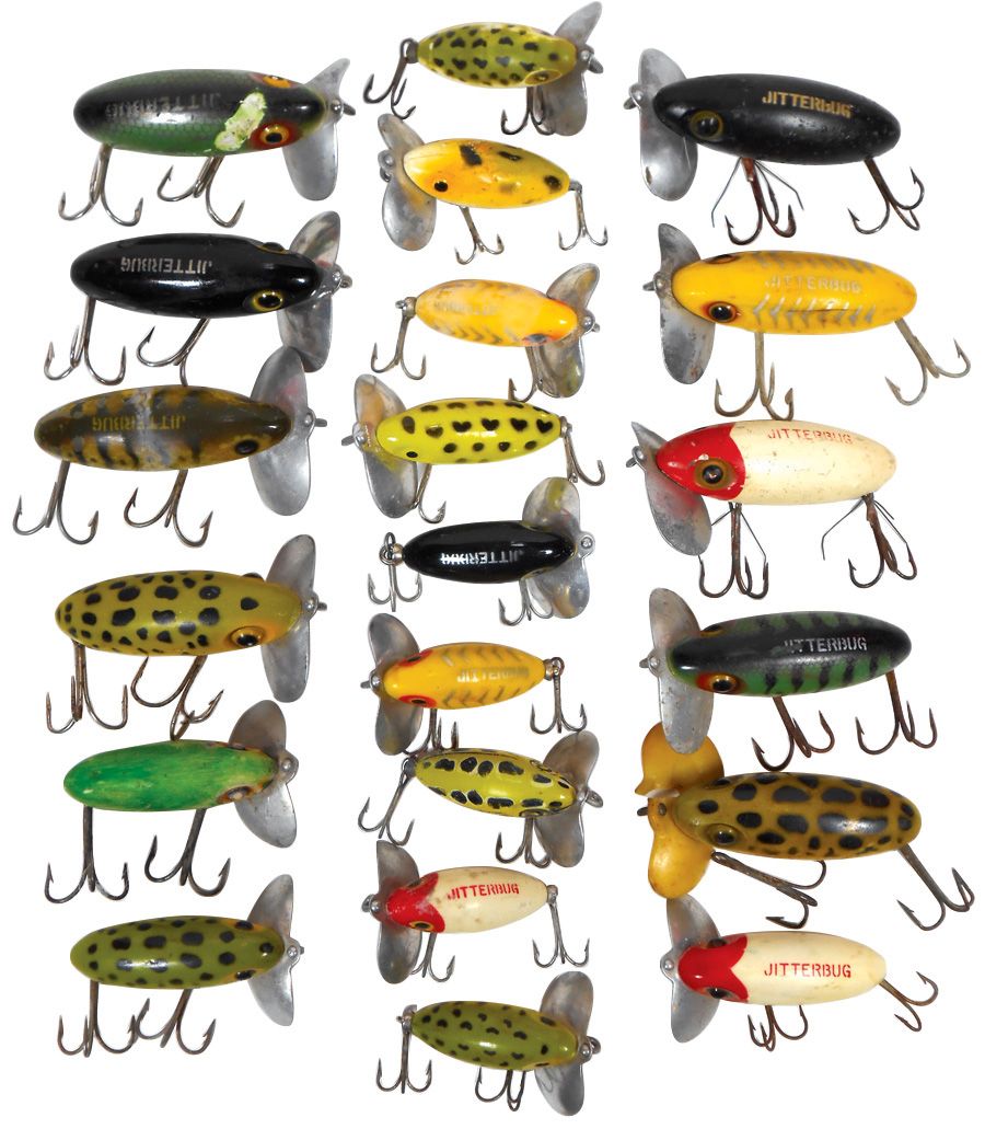 Fishing lures (21), Jitterbugs mfg by Fred Arbogast, Akron, OH, great ...